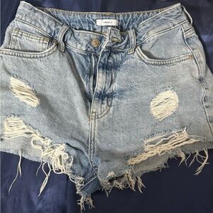 Forever 21 Blue Ripped Jean Shorts
